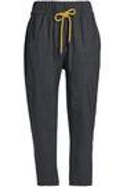 Shop Brunello Cucinelli Woman Cropped Wool-blend Tapered Pants Charcoal