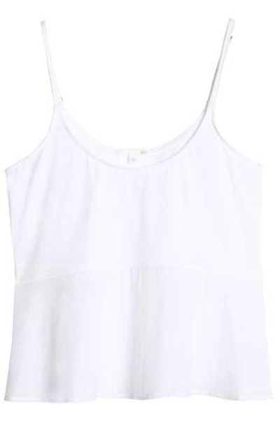 Shop Skin Woman Voile-paneled Pima Cotton Peplum Camisole Off-white