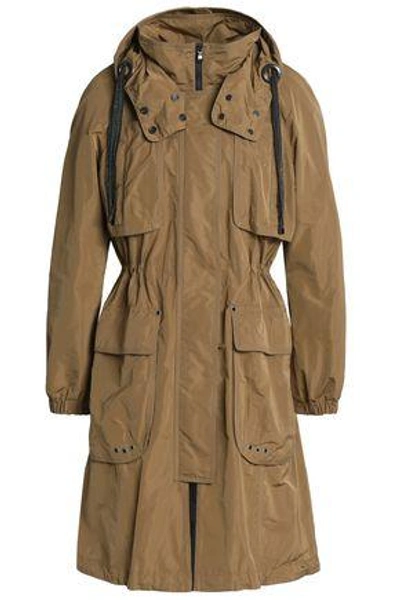Shop Brunello Cucinelli Gathered Shell Hooded Trench Coat In Sage Green