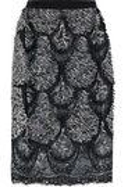 Shop Maison Margiela Woman Embellished Checked Woven And Lace Skirt Gray