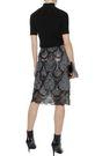 Shop Maison Margiela Woman Embellished Checked Woven And Lace Skirt Gray