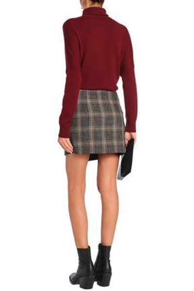 Shop Vanessa Bruno Woman Checked Wool And Cotton-blend Mini Skirt Dark Brown