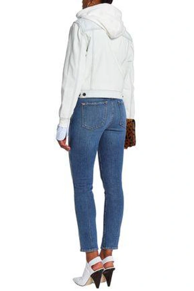 Shop Alice And Olivia Alice + Olivia Woman Chloe Layered Denim And Terry Hooded Jacket Light Denim