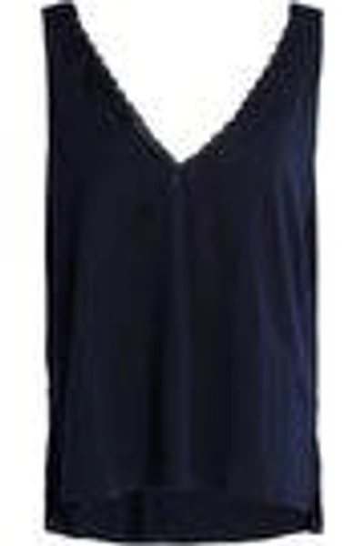 Shop Skin Woman Lace-trimmed Pima Cotton-jersey Pajama Top Midnight Blue