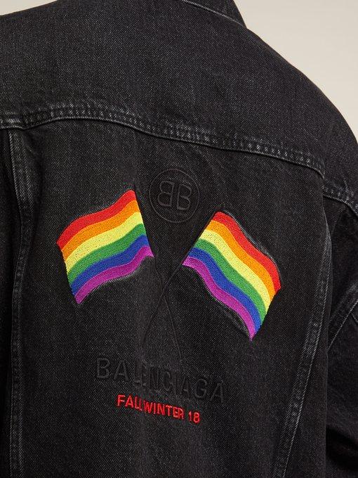 balenciaga rainbow flag denim jacket