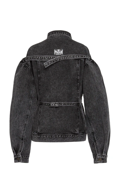 Pushbutton Denim Cinched Waist Jacket In Grey | ModeSens