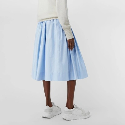 Shop Burberry Rainbow Print Cotton Sateen Skirt In Light Blue
