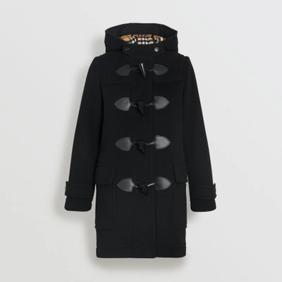 Shop Burberry Wool Blend Duffle Coat In Black