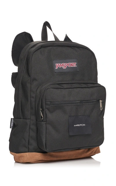 Shop Pushbutton Canvas Backpack In Black