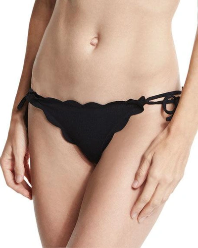 Shop Marysia Mott Tie-side Scalloped Swim Bikini Bottom, Black