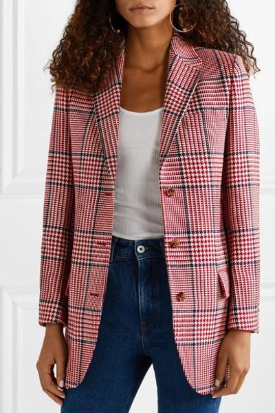 Shop Gucci Prince Of Wales Checked Wool-blend Blazer