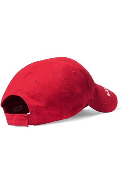 Shop Balenciaga World Food Programme Embroidered Cotton-twill Baseball Cap In Red