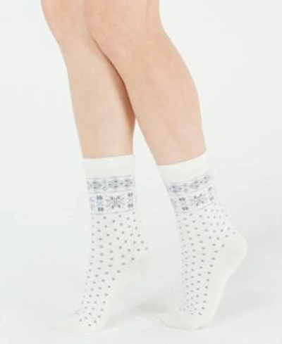 Shop Polo Ralph Lauren Snowflake-border Boot Socks In Ivory