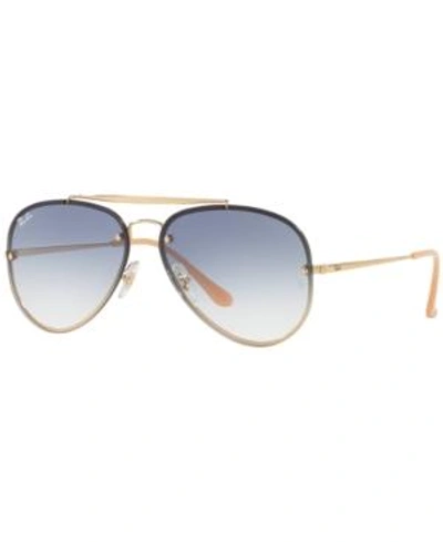 Shop Ray Ban Ray-ban Sunglasses, Rb3584n Blaze Aviator Gradient In Gold / Blue Gradient