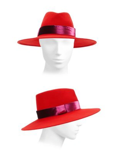 Shop Eugenia Kim Harlowe Wool Fedora In Red