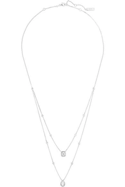 Shop Messika My Twin 18-karat White Gold Diamond Necklace