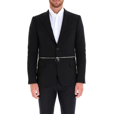 Shop Alexander Mcqueen Zip Detailed Blazer In Black