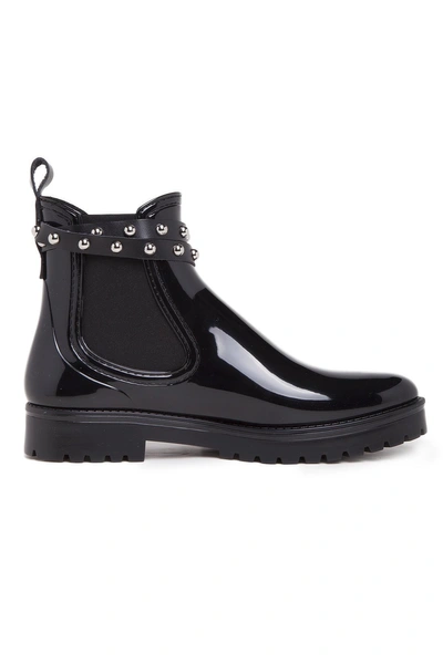 Shop Red Valentino Studded Ankle Rain Boots In Black