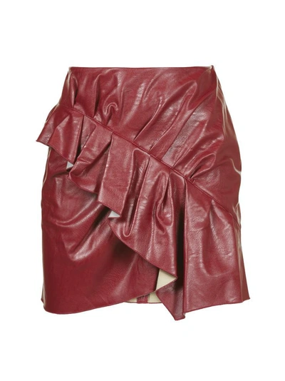Dodge kompression håndtering Isabel Marant Étoile Zeist Ruffled Faux Textured-leather Mini Skirt In Red  | ModeSens
