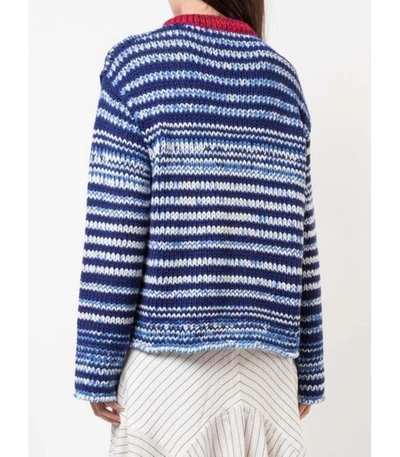 Shop Calvin Klein 205w39nyc Red Multicolor Striped Chunky Knit Jumper