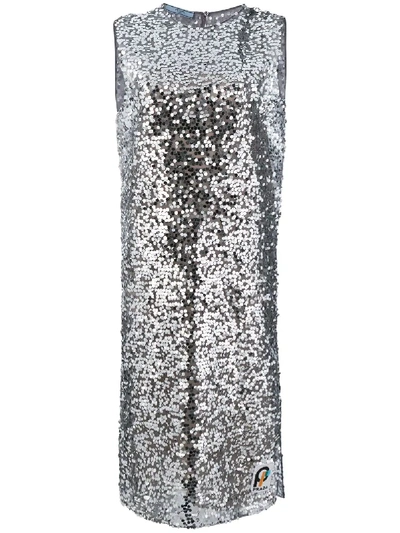 Shop Prada Sequinned Midi Dress - Metallic