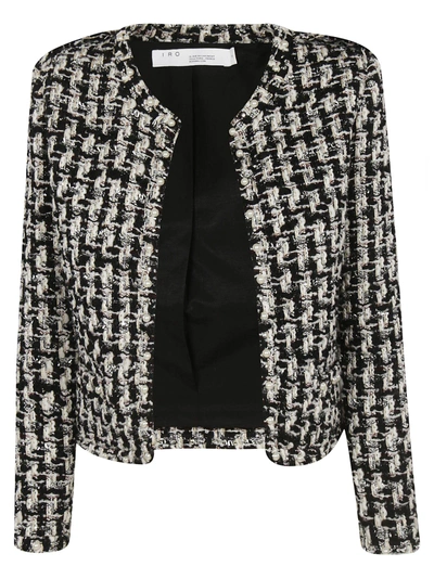 Shop Iro Cropped Tweed Jacket In Black-ecru
