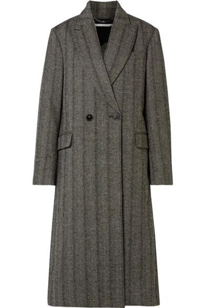Shop Stella Mccartney Oversized Herringbone Wool Coat In Black