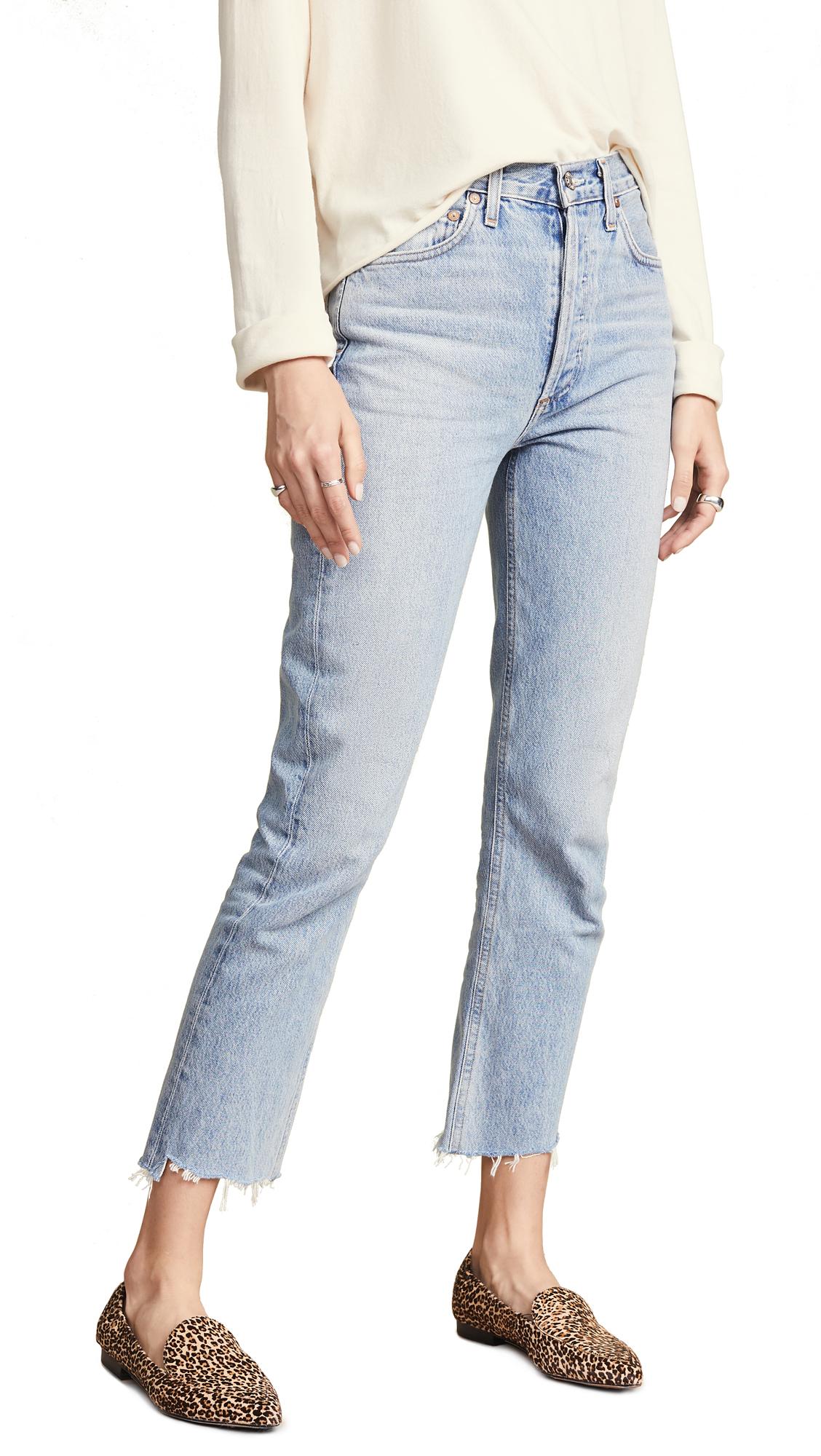 Agolde Riley High Rise Straight Crop Jeans In Zephyr Wash | ModeSens