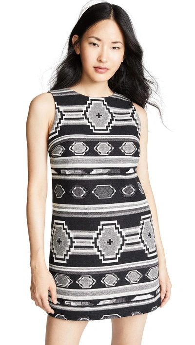 Shop Alice And Olivia Clyde Shift Dress In Black/grey