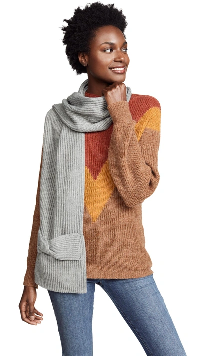 Shop Kate Spade Solid Bow Muffler Scarf In Heather Grey