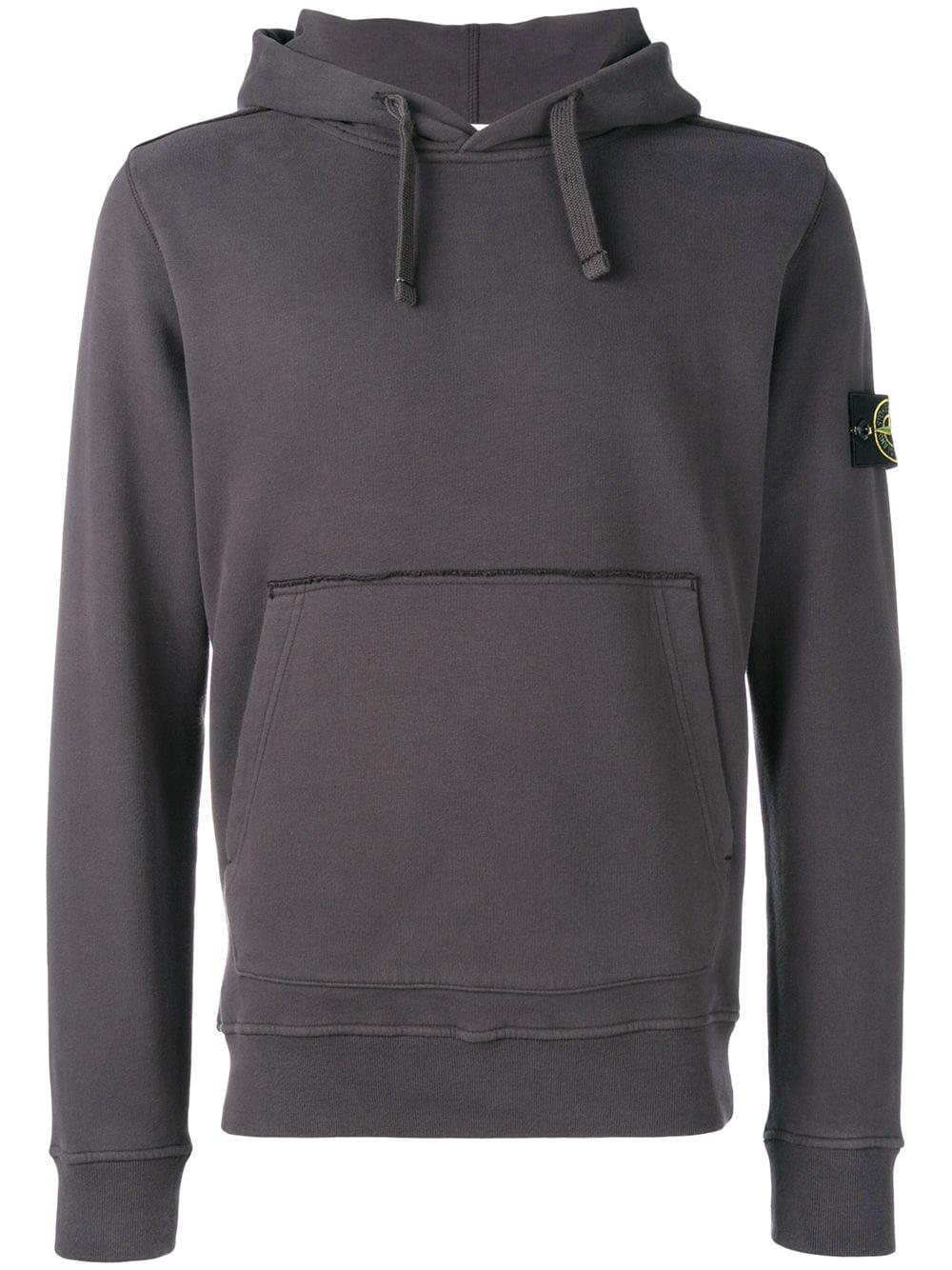 Stone Island Logo Patch Hoodie - Grey | ModeSens