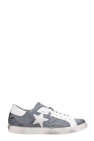 Shop 2star Grey Leather Destroyed Effect Sneakers