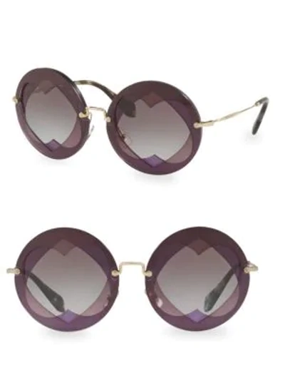 Shop Miu Miu Heart Cut-out 62mm Round Sunglasses In Blue