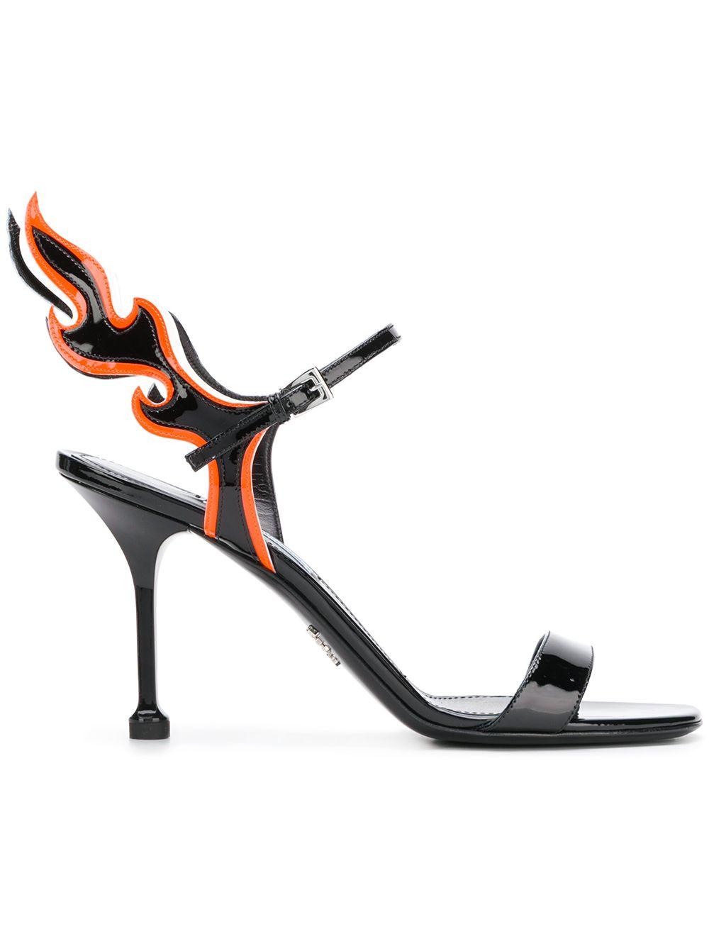 prada black flame heels