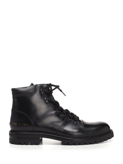Common Projects Leather Hiking Boots In 7547 Black | ModeSens
