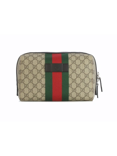 Shop Gucci Gg Supreme Toiletry Bag In Beige