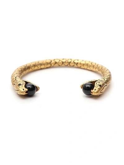 Shop Saint Laurent Snake Cuff Bracelet In Gold