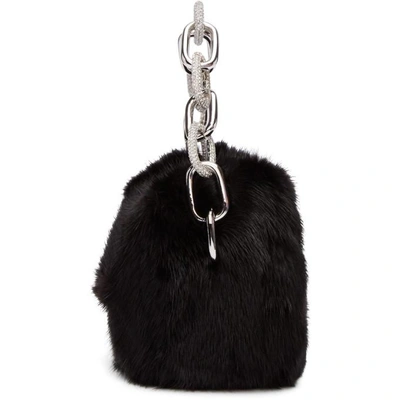 Shop Alexander Wang Black Fur Micro Mini Ceo Bag In 001 Black