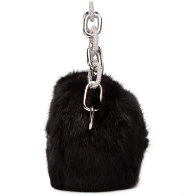 Shop Alexander Wang Black Fur Micro Mini Ceo Bag In 001 Black