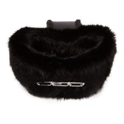 Shop Alexander Wang Black Fur Micro Mini Ceo Bag In 001 Black