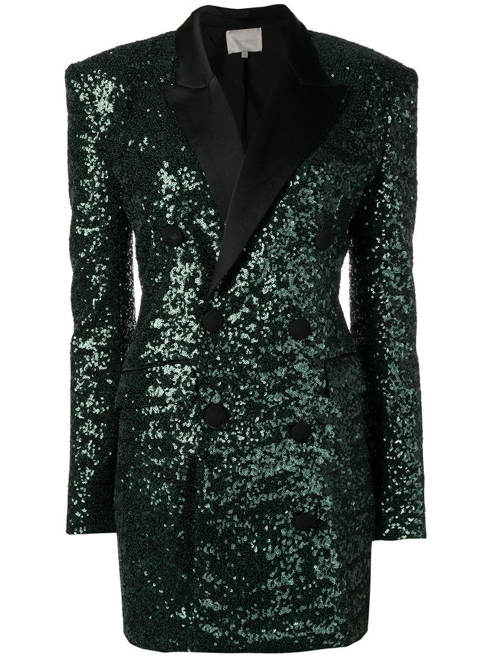 green sequin blazer dress