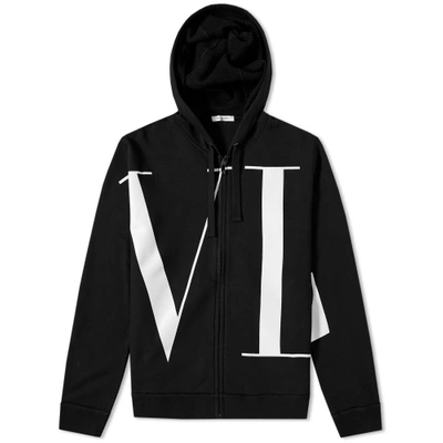 Shop Valentino Vltn Zip Hoody In Black