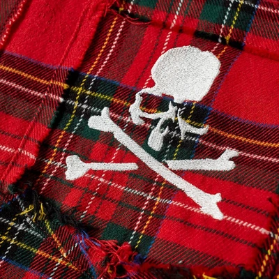 Shop Mastermind Japan Mastermind World Embroidered Skull Check Flannel Shirt In Red
