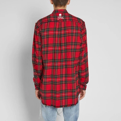 Shop Mastermind Japan Mastermind World Embroidered Skull Check Flannel Shirt In Red