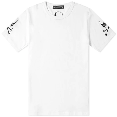 Shop Mastermind Japan Mastermind World Skull Embroidered Arm Tee In White