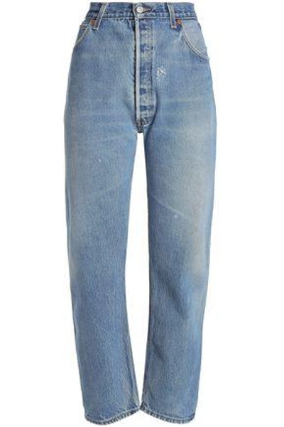 Shop Re/done By Levi's Woman Cropped High-rise Bootcut Jeans Mid Denim