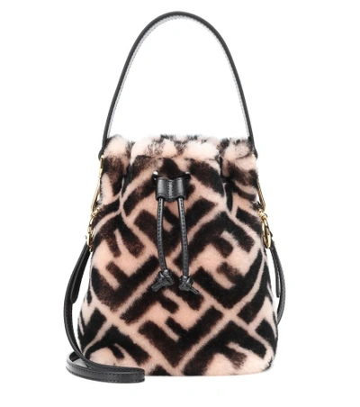 Fendi Mon Tresor Ff Shearling Fur Bucket Bag In Pink | ModeSens