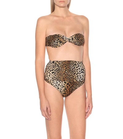 Shop Melissa Odabash Lyon High-waisted Bikini Bottoms In Brown