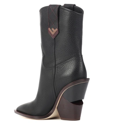 Shop Fendi Leather Cowboy Boots In Black