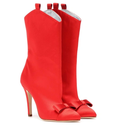 Shop Alessandra Rich Satin Ankle Boots In Red